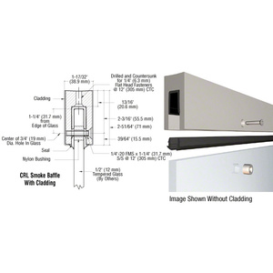 CRL Custom Mill Aluminum Smoke Baffle Base Shoe with for 1/2" Glass