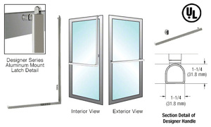 CRL-Blumcraft® Brushed Stainless Right Hand Reverse Aluminum Door Mount Keyed Access "A" Exterior, Top Securing Panic "Designer Series" Handle