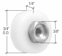 CRL 3/4" Nylon Ball Bearing Shower Door Flat Edge Roller with Threaded Hex Hub