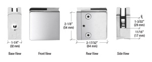 CRL 316 Polished Stainless Radius Base Clamp for 1/2" and 9/16" Glass