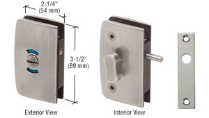 CRL Brushed Nickel Glass Swinging Door Lock with Indicator for 5/16" to 1/2" Glass