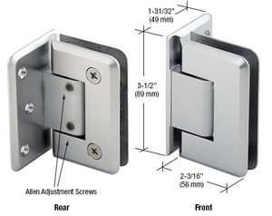 CRL Satin Chrome Pinnacle Adjustable Wall Mount Offset Back Plate Hinge