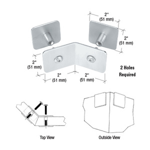 CRL Polished Stainless Bullet Resistant Protective Barrier System 135 Degree Top or Mid-Mount Outside Clamp