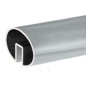 CRL Mill 4" x 2-1/2" Oval Extruded Aluminum Cap Rail for 1/2" or 5/8” Glass - 240"