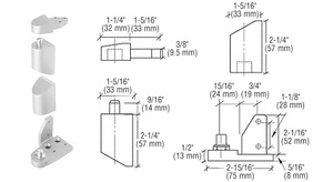 CRL Aluminum Offset Right Hand Pivot Set with 1/8" Recess