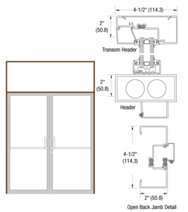 CRL-U.S. Aluminum Dark Bronze/Black Anodized Class 1d Thermally Improved Transom Frame for a Pair of Doors Prepped for Butt Hinges and Overhead Concealed Door Closer