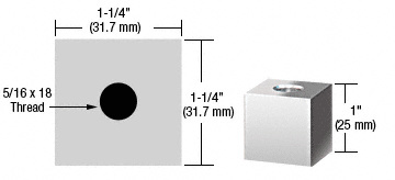 CRL Chrome 1-1/4" Square Standoff Base 1" in Length
