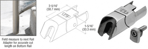 CRL 316 Polished Stainless CRS Adjustable Lower Adaptor for Sloped Bottom Rail Use on Ramps