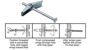 CRL Flat Head 1/8" x 3" Toggle Anchors