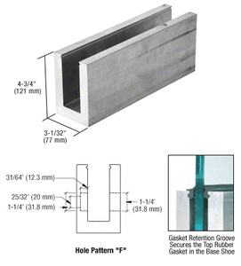 CRL L68S Series Mill Aluminum 118-1/8" Square Base Shoe Drilled for 11/16" Glass