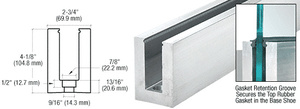 CRL B7S Series Mill Aluminum 240" Square Base Shoe Drilled for 3/4" Glass