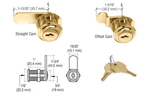 CRL Gold Plated Cam Lock - Randomly Keyed