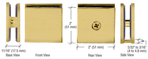 CRL Satin Brass Square Style Hole-in-Glass Fixed Panel U-Clamp