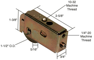 CRL 1-1/2" Steel Sliding Glass Door Roller with 3/4" Wide Housing for Air Control, Howmet and Krestmark Doors