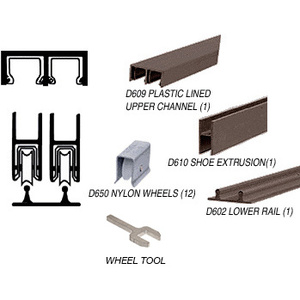 CRL Duranodic Bronze Anodized Track Assembly D609 Upper & D602 Lower Track with Nylon Wheels