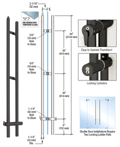 CRL Matte Black 84" Upwards Locking Ladder Pull