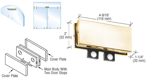 CRL Brass Transom Mounted Connector With Two Reversible Door Stops