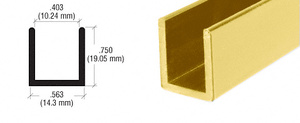 CRL Brite Gold Anodized Frameless Shower Door Aluminum Deep U-Channel for 3/8" Thick Glass - 144"