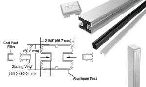 CRL Silver Metallic AWS 2" x 2-5/8" Rectangular 180 Degree 60" End Post Kit