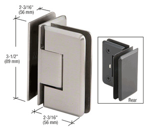 CRL Brushed Nickel Pinnacle 092 Series 90 Degree Glass-to-Glass Hinge