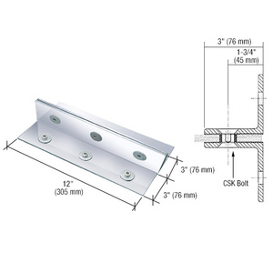 CRL 316 Polished Stainless 12" Fin Top/Bottom Shoe Fitting for 3/4" Glass