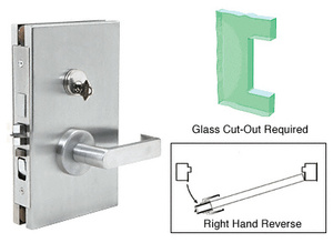 CRL Satin Anodized 6" x 10" RHR Center Lock With Deadlatch in Entrance Lock Function