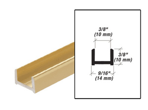 Brite Gold Anodized 95" (2.49 m) Low Profile Aluminum Glazing Channel for 3/8" Glass