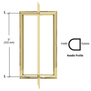 CRL 8" Unlacquered Brass RM Series Flat Outside Surface/Round Tubing Inside Back-to-Back Pull Handle