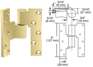 Rixson® Polished Brass Left Hand 3/4" Offset Intermediate Pivot