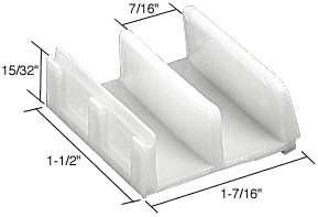 CRL 1-7/16" White Wide Tub Enclosure Sliding Door Bottom Guide