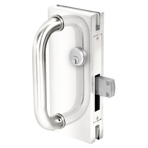 CRL Polished Stainless 4" x 10" Non-Handed Center Lock With Deadthrow Latch