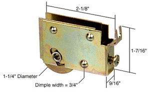 CRL 1-1/4" Steel Sliding Glass Door Roller with 9/16" Wide Housing for Window Master Doors