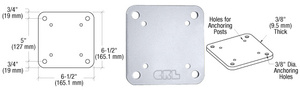 CRL Clear Anodized 6-1/2" x 6-1/2" Square Base Plate