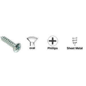 CRL Zinc Finish 8 x 2" No. 6 Oval Head Phillips Tapping Sheet Metal Screws