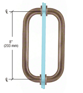 CRL Antique Bronze 8" Back-to-Back Solid Brass 3/4" Diameter Pull Handles with Metal Washers