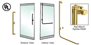 CRL-Blumcraft® Satin Brass Left Hand Reverse Rail Mount Keyed Access "X" Exterior Top Securing Electronic Egress Control Handle