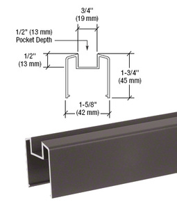 CRL Matte Bronze 200, 300, 350, and 400 Series Bottom Rail for Glass 241" Long