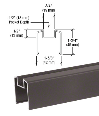 CRL Matte Bronze 200, 300, 350, and 400 Series Bottom Rail for Glass 241" Long