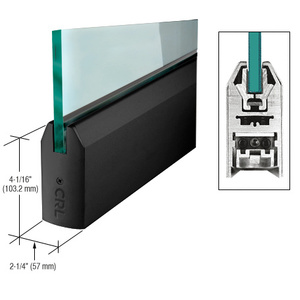 CRL Matte Black 1/2" Glass 4" Tapered Door Rail Without Lock - 35-3/4" Length