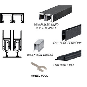 CRL Flat Black Track Assembly D609 Upper & D602 Lower Track with Nylon Wheels