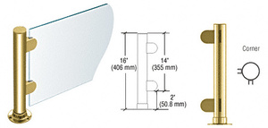 CRL Polished Brass 16" Round PP06 Elegant Series Counter/Partition Corner Post with Air Space