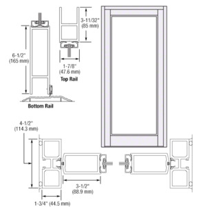 CRL-U.S. Aluminum White KYNAR® Paint Blank Single Series 800 Durafront Medium Stile Center Hung Entrance Door- No Prep