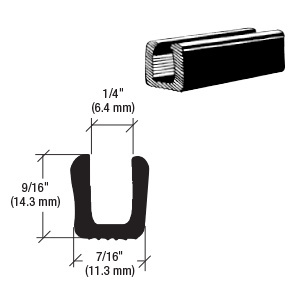 CRL Glass and Acrylic Setting Rubber Channel for 1/4" Material - 7/16" Base Width