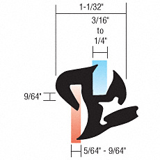 CRL One-Piece Self-Sealing S-Style Universal Weatherstrip 5/64" to 9/64" Panel for 3/16" to 1/4" Glass