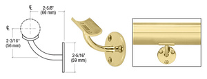 CRL Polished Brass Del Mar Series Wall Mounted Long Arm Hand Rail Bracket