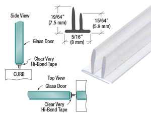 CRL Translucent Vinyl Double Fin Seal 5/16" Maximum Gap with Pre-Applied Tape