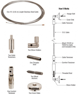 CRL Wall Mounted Vertical Cable System Kit