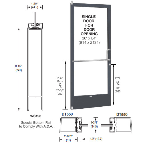 CRL-U.S. Aluminum Bronze Black Anodized 250 Series Narrow Stile (LHR ...
