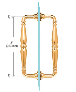 CRL Gold Plated 8" Victorian Style Back-to-Back Pull Handles