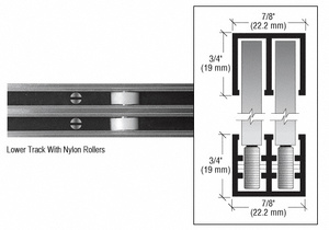 CRL Polished Aluminum Finish Rollertrack Bottom Track 4 m Length, 21 mm Wide, 18 mm High